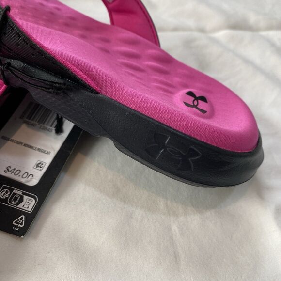 Under Armour sandals womens sz 7 pink/black flip flops New - Picture 7 of 10